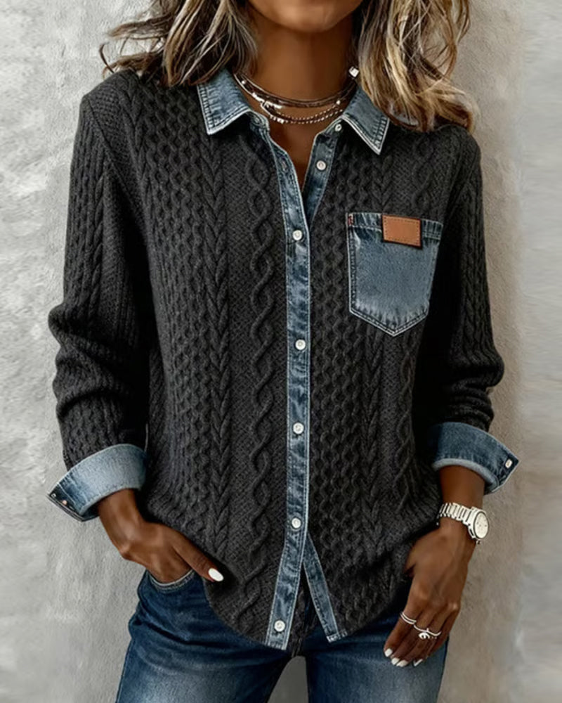 Juliane | Koszula Jeansowa Patchwork