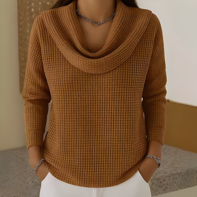 Dahlia | Teksturowany Sweter z Kołnierzem