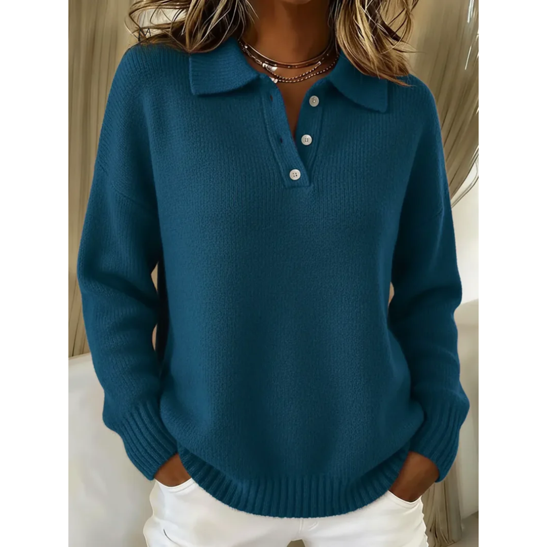 Harriet | Sweter Polo z Miękkiej Dzianiny