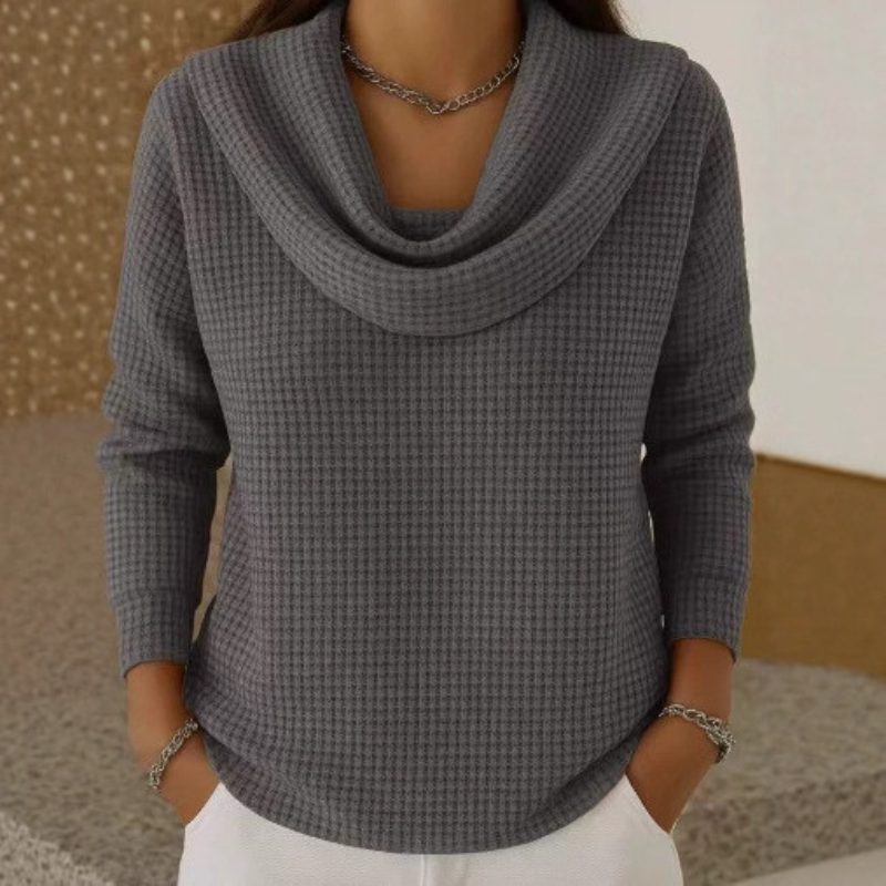Dahlia | Teksturowany Sweter z Kołnierzem