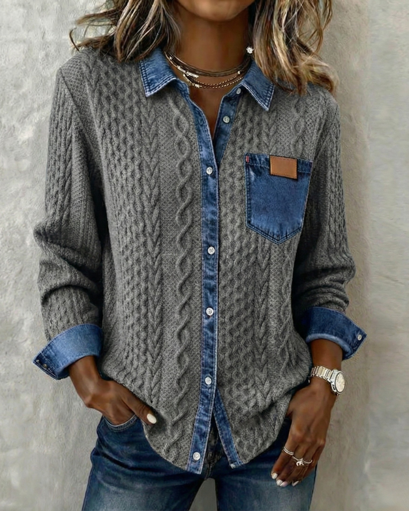 Juliane | Koszula Jeansowa Patchwork
