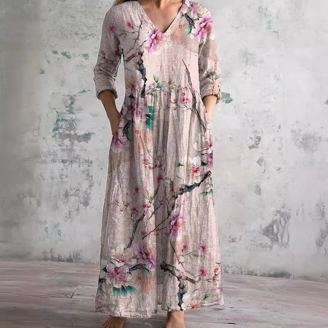 Nova | Letnia Sukienka w Kwiaty z Dekoltem V