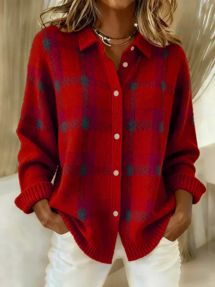 Claire | Sweter w Kontrastową Kratę Retro