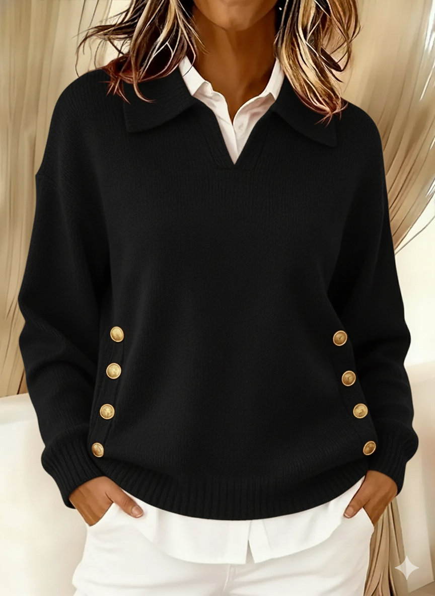 Lorayne | Sweter Dzianinowy z Guzikami