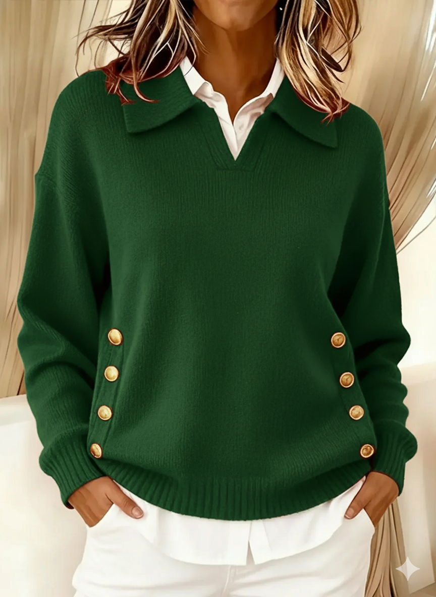 Lorayne | Sweter Dzianinowy z Guzikami