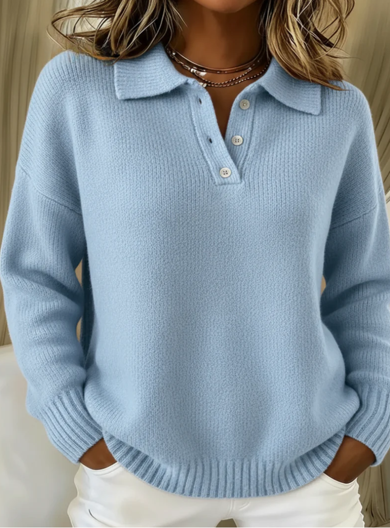 Olivia | Sweter Polo Dzianinowy