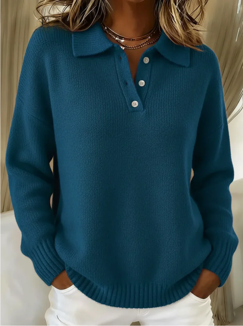 Olivia | Sweter Polo Dzianinowy