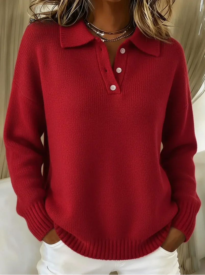 Olivia | Sweter Polo Dzianinowy