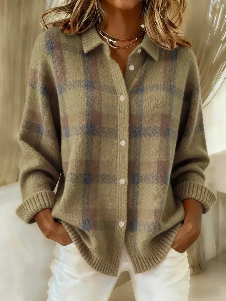 Claire | Sweter w Kontrastową Kratę Retro