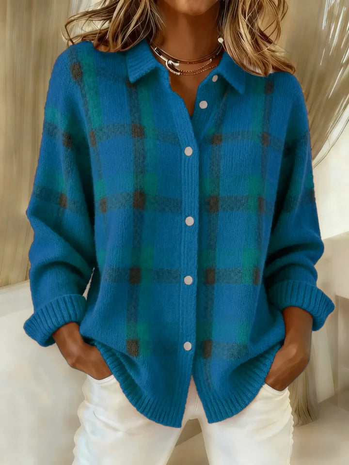Claire | Sweter w Kontrastową Kratę Retro