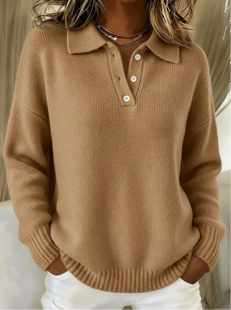 Olivia | Sweter Polo Dzianinowy