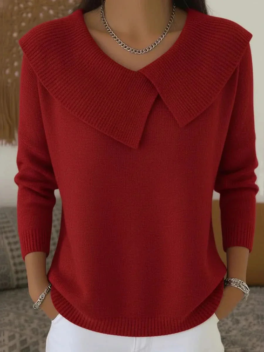 Odette | Sweter z Ryflowanym Kołnierzem
