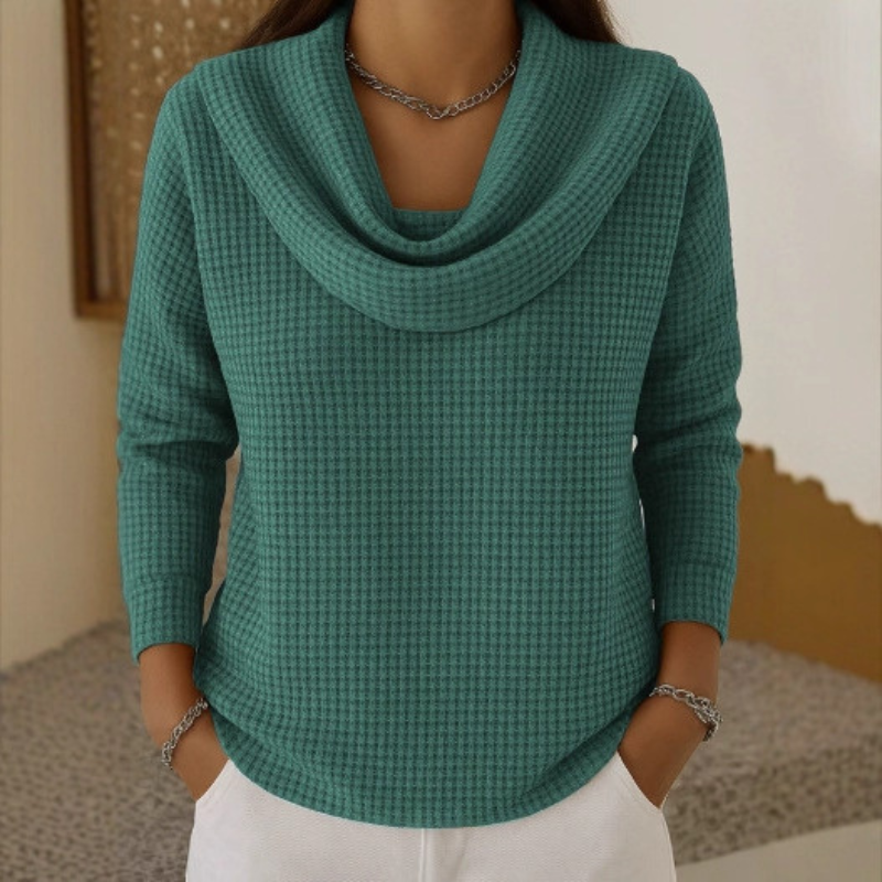 Dahlia | Teksturowany Sweter z Kołnierzem