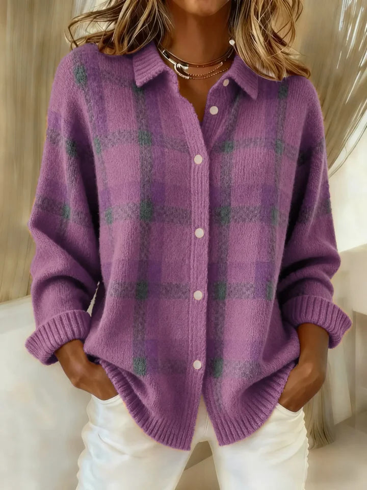 Claire | Sweter w Kontrastową Kratę Retro