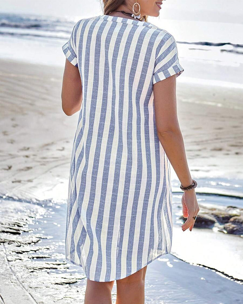 Carmen | Elegancka Sukienka Koszulowa w Paski