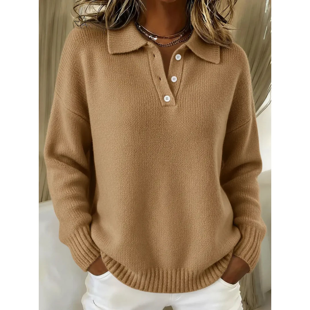 Harriet | Sweter Polo z Miękkiej Dzianiny