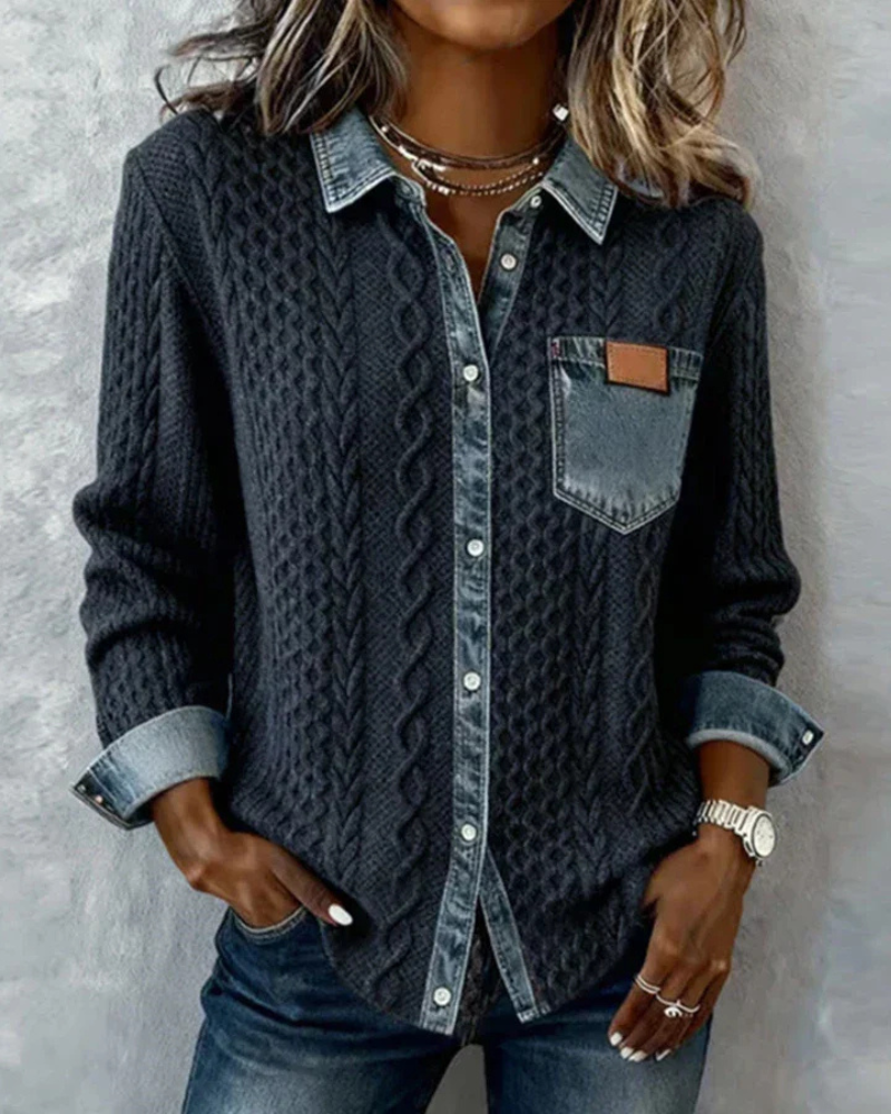 Juliane | Koszula Jeansowa Patchwork