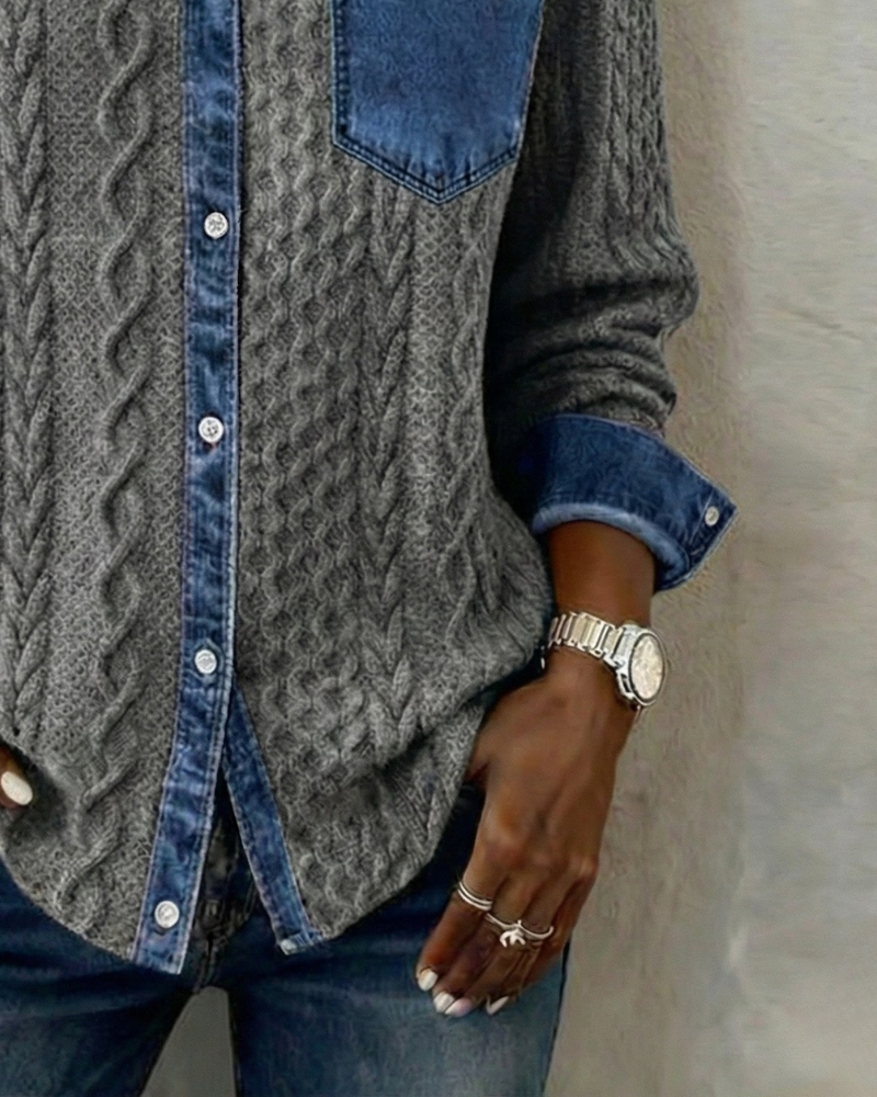 Juliane | Koszula Jeansowa Patchwork
