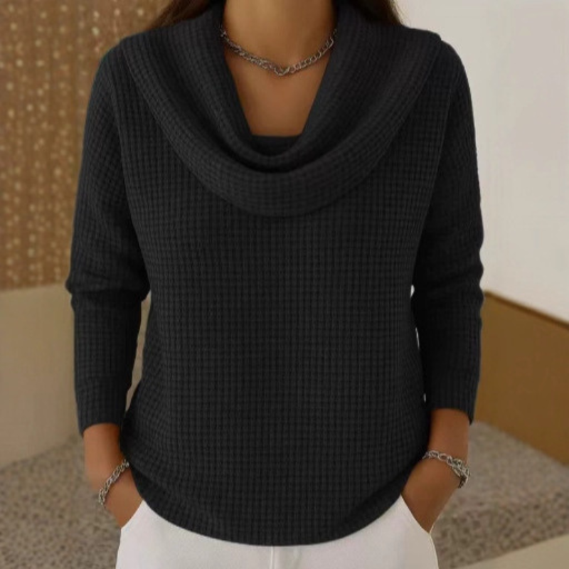 Dahlia | Teksturowany Sweter z Kołnierzem